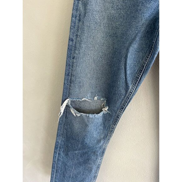 AGOLDE ankle Button Fly Straight Leg Jeans Womens Size 27 Jamie Hole Blue Denim - Picture 3 of 6